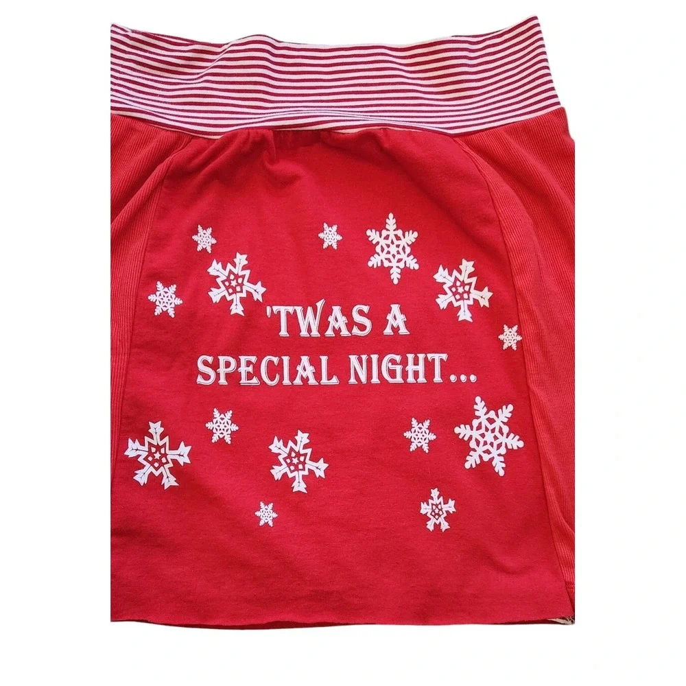 Christmas Skirt Girl's Size 10/12 Handmade Lined Red White Elastic Waist Vintage